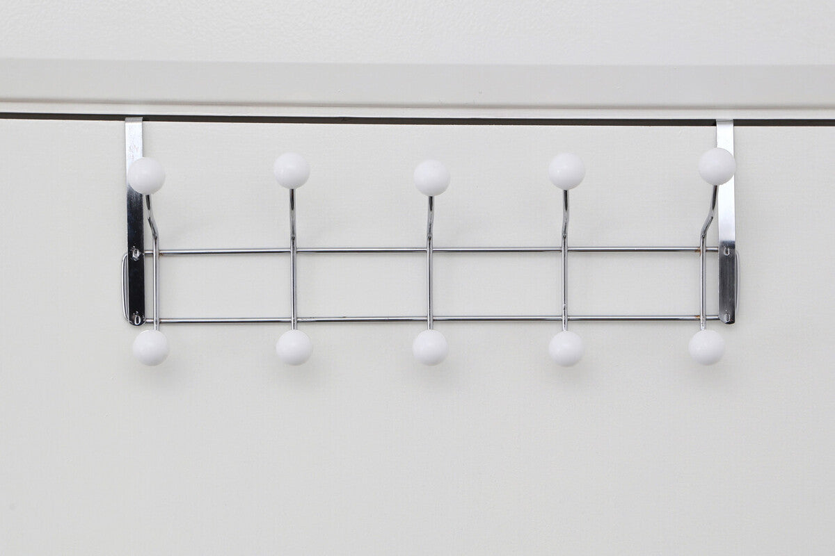 Orsina Jaxen Chrome Over Door Hanger | 10 Ball Hooks Storage Rack