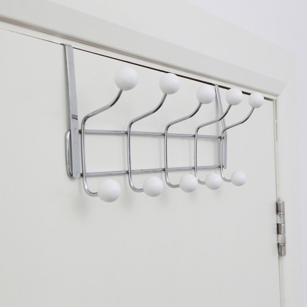 Orsina Jaxen Chrome Over Door Hanger | 10 Ball Hooks Storage Rack