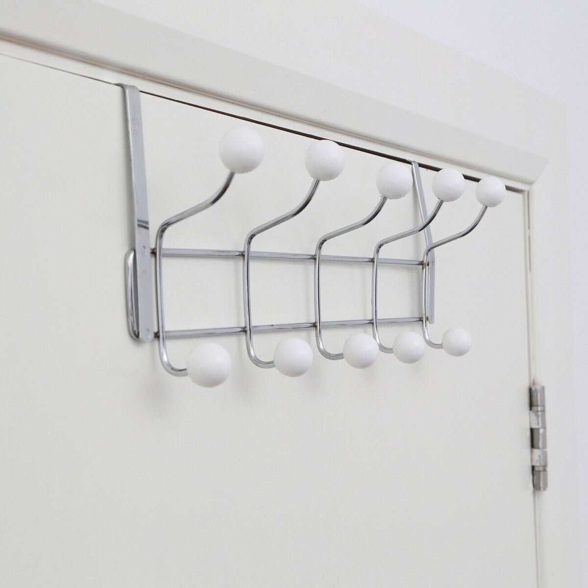 Orsina Jaxen Chrome Over Door Hanger | 10 Ball Hooks Storage Rack