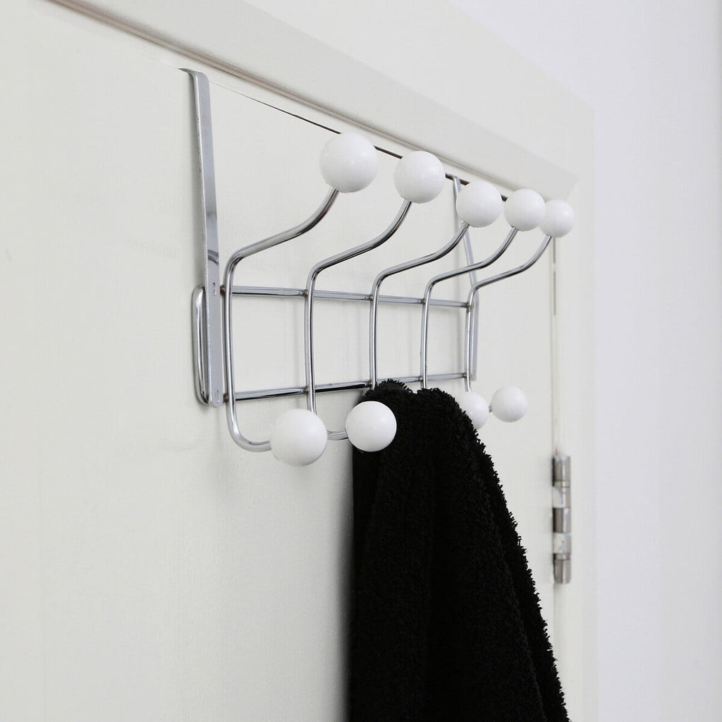 Orsina Jaxen Chrome Over Door Hanger | 10 Ball Hooks Storage Rack