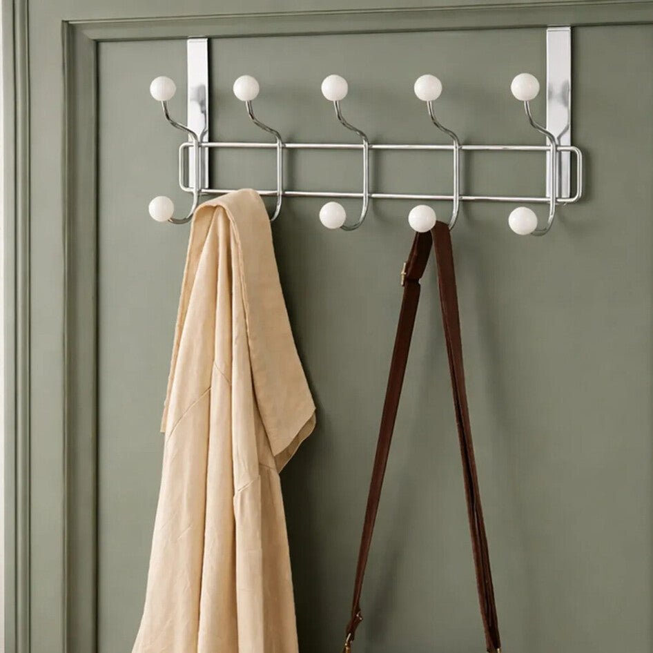 Orsina Jaxen Chrome Over Door Hanger | 10 Ball Hooks Storage Rack