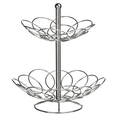 Orsina Ellipse 2-Tier Chrome Fruit Basket | Silver Wire Produce Rack