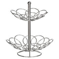 Orsina Ellipse 2-Tier Chrome Fruit Basket | Silver Wire Produce Rack