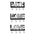Orsina Love Mirrored 4 Hook Wall Hanger – Silver Iron & Wood Coat Rack