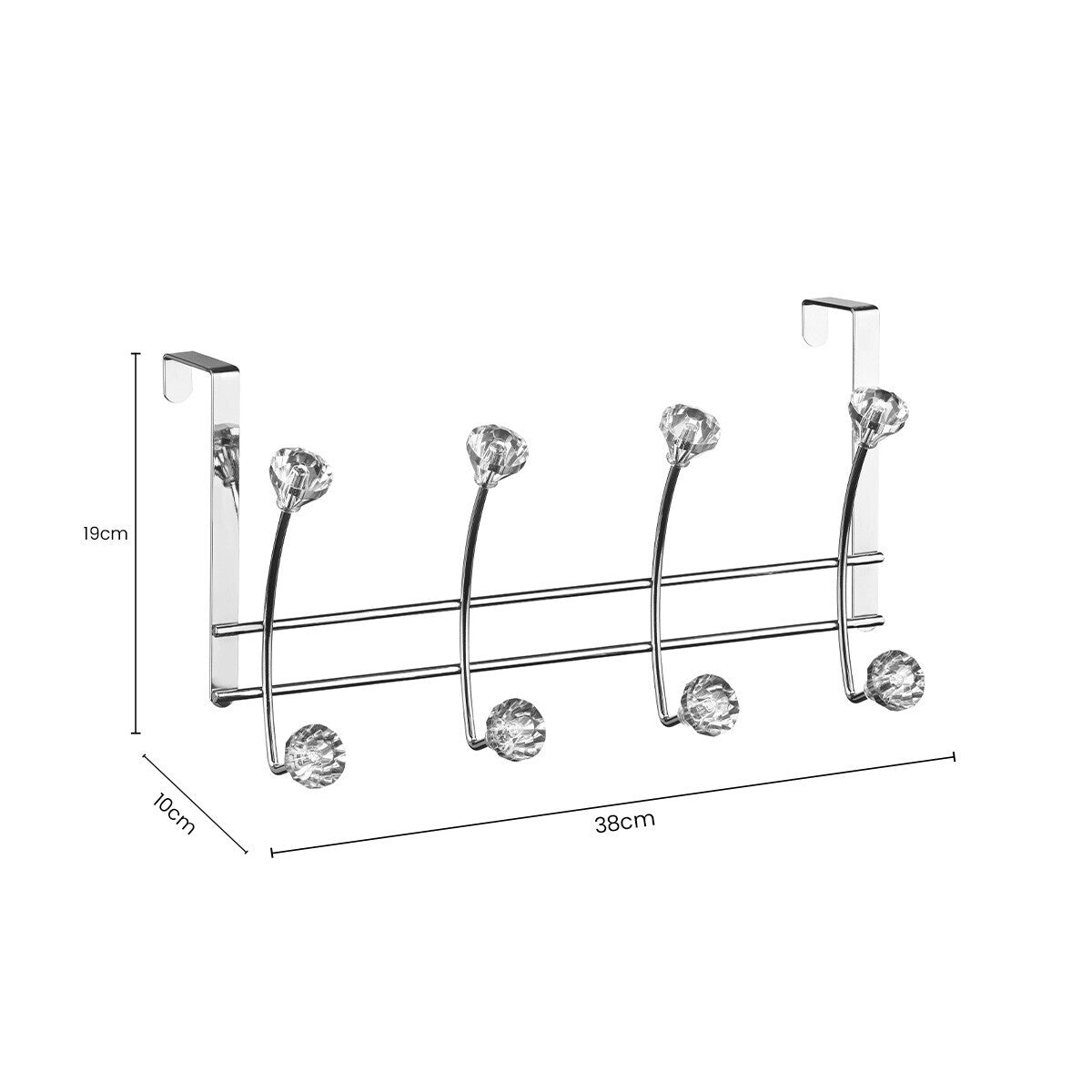 Orsina Jaxen Chrome Over Door Hanger with 8 Diamante Hooks