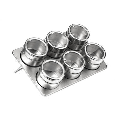 Orsina Magnetic Spice Jars with Oblong Tray – Stainless Steel Set