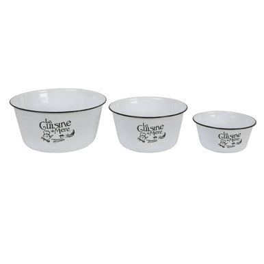 Orsina La Cuisine De Mere White Enamel Mixing Bowls - Set of 3
