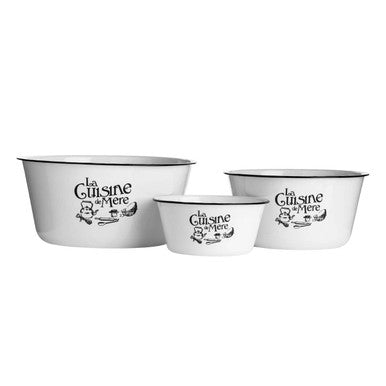 Orsina La Cuisine De Mere White Enamel Mixing Bowls - Set of 3