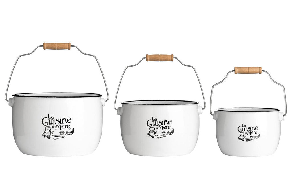 Orsina La Cuisine De Mere White Enamel Kitchen Storage Pots – Set of 3