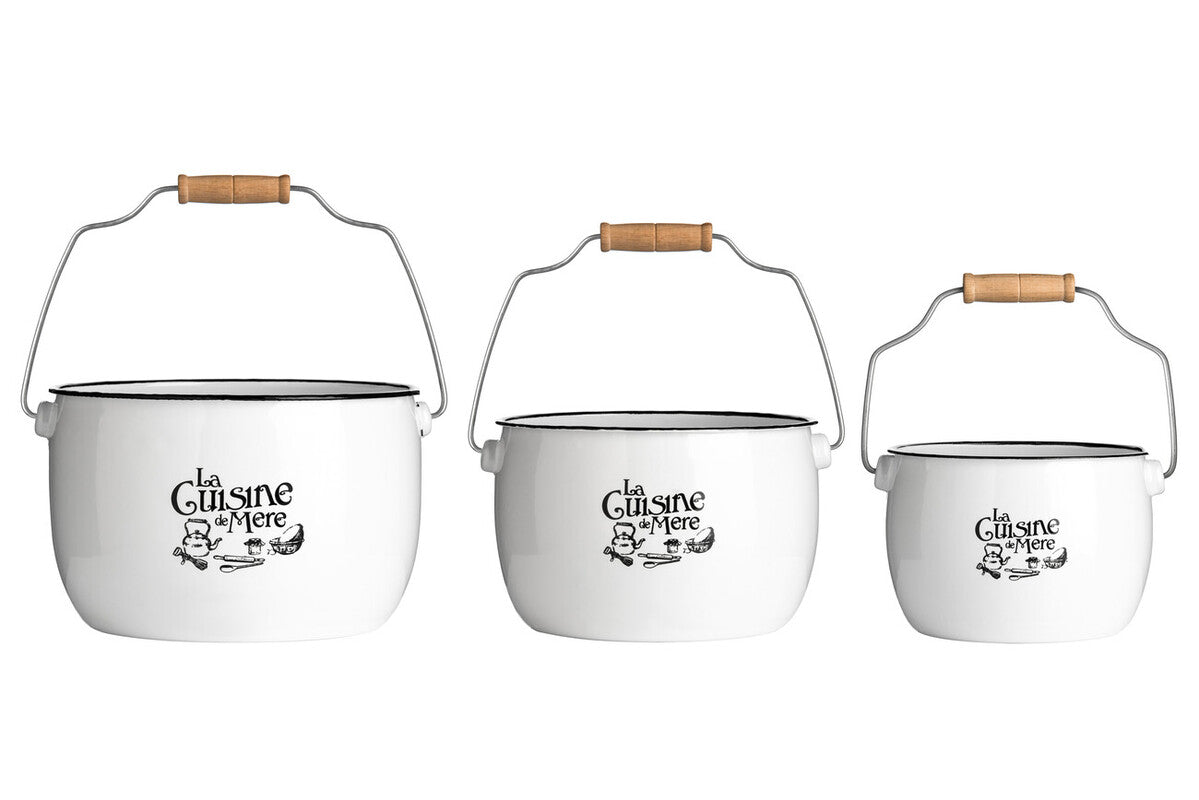 Orsina La Cuisine De Mere White Enamel Kitchen Storage Pots – Set of 3