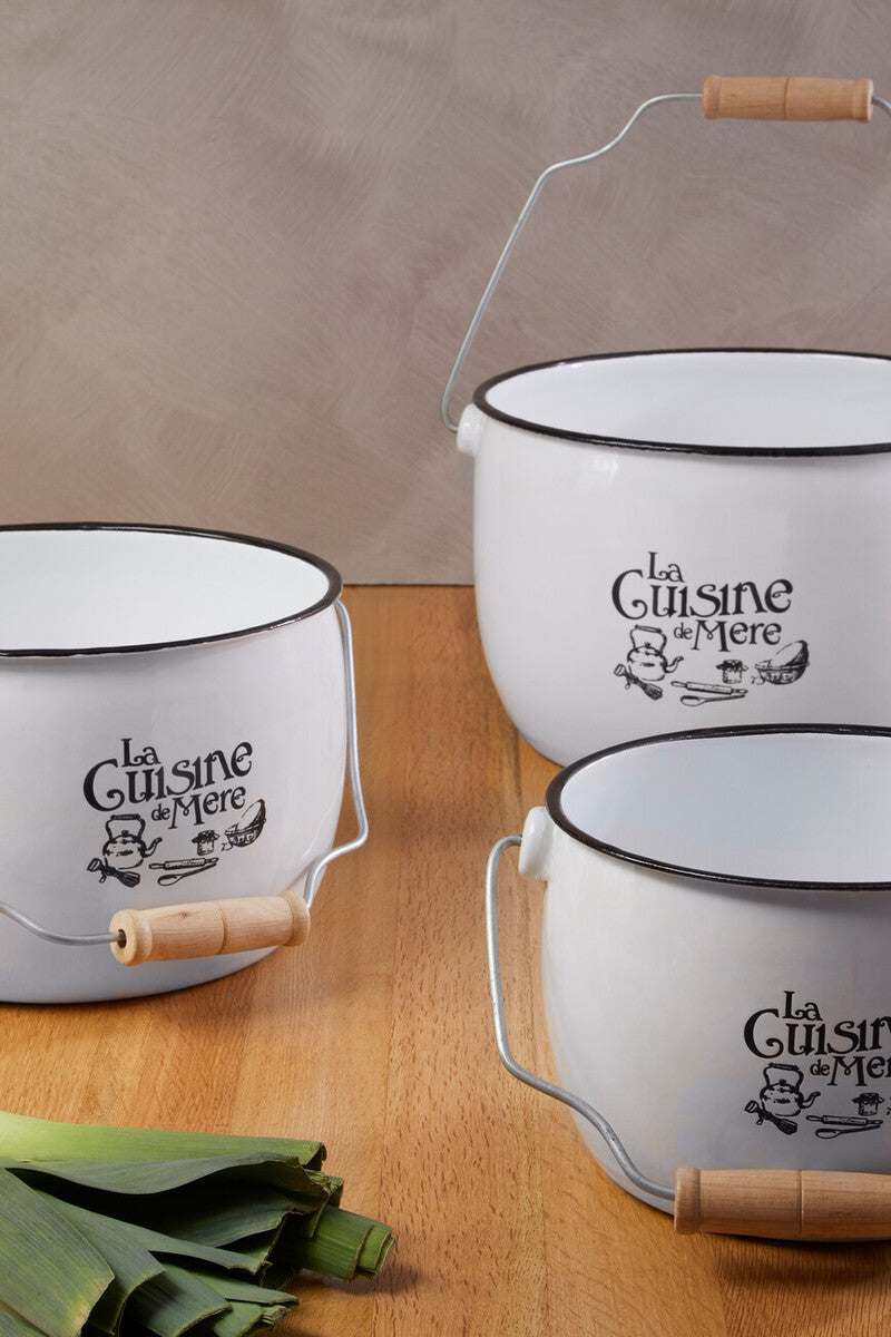 Orsina La Cuisine De Mere White Enamel Kitchen Storage Pots – Set of 3