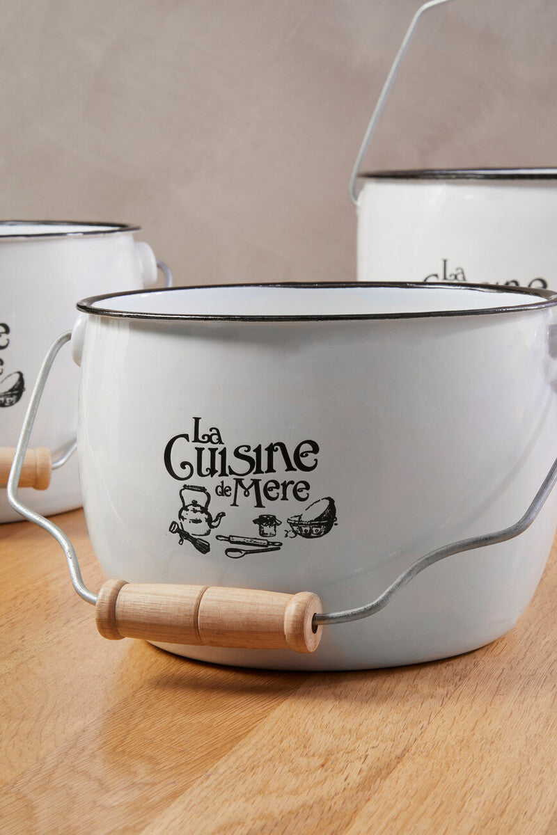 Orsina La Cuisine De Mere White Enamel Kitchen Storage Pots – Set of 3