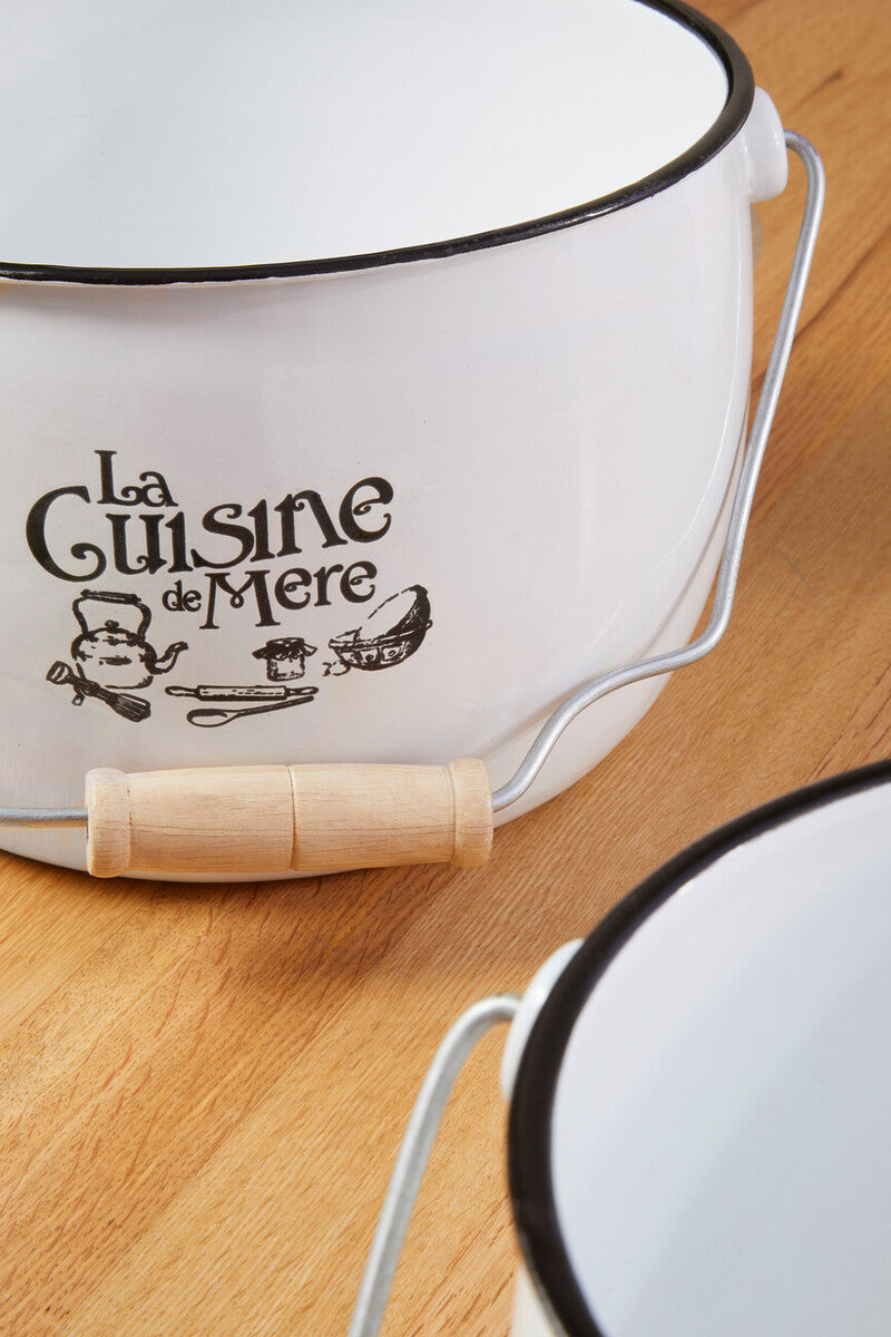 Orsina La Cuisine De Mere White Enamel Kitchen Storage Pots – Set of 3