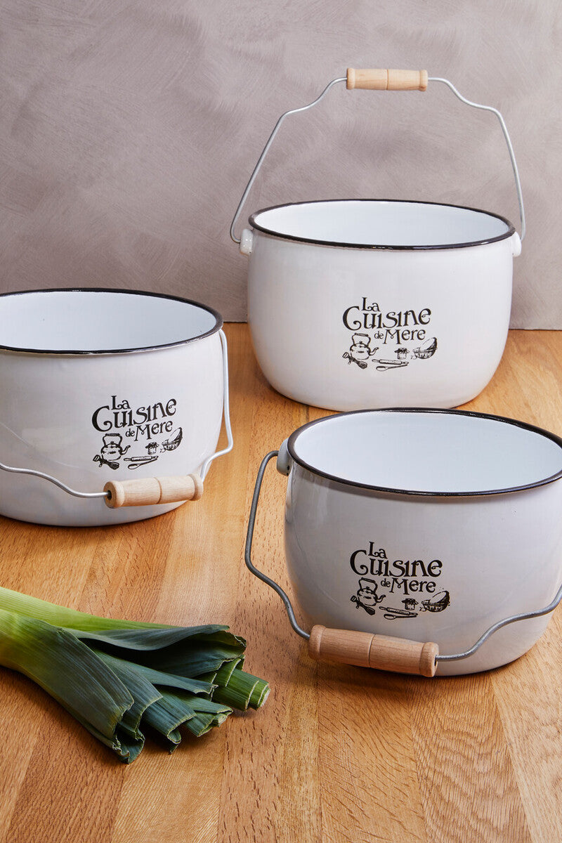 Orsina La Cuisine De Mere White Enamel Kitchen Storage Pots – Set of 3