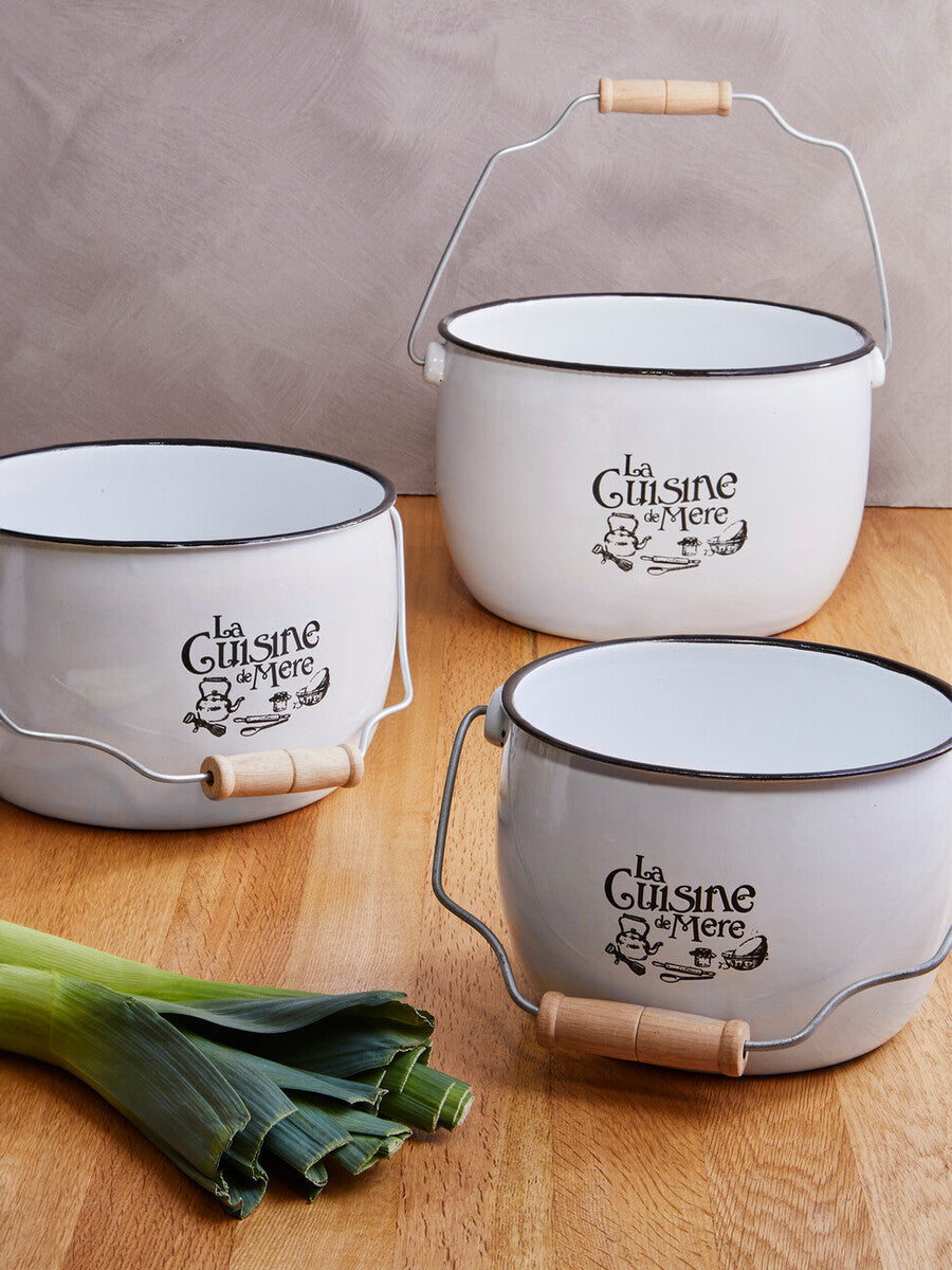 Orsina La Cuisine De Mere White Enamel Kitchen Storage Pots – Set of 3