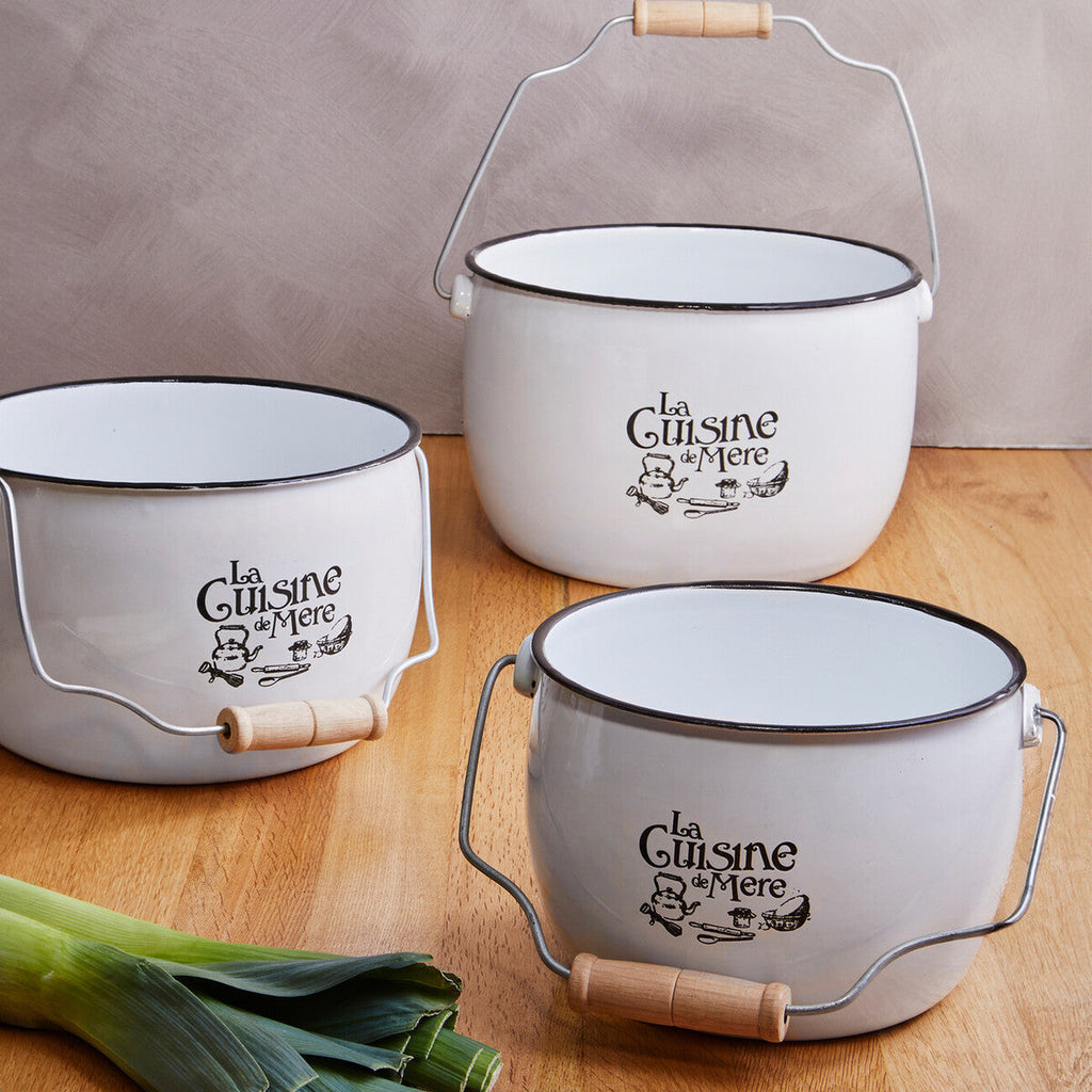 Orsina La Cuisine De Mere White Enamel Kitchen Storage Pots – Set of 3