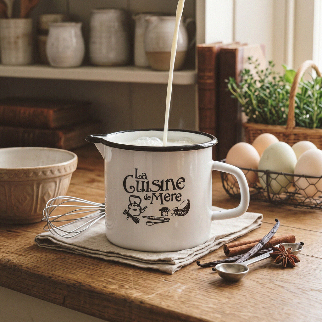 Orsina La Cuisine De Mere White Enamel Jug – French Style Cream Pitcher