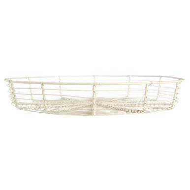 Orsina Cream Wire Bread Basket – Round Metal Serving Bowl for Table