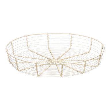 Orsina Cream Wire Bread Basket – Round Metal Serving Bowl for Table