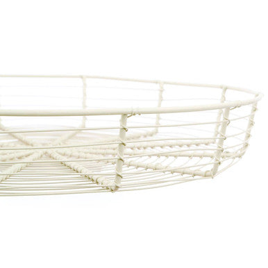 Orsina Cream Wire Bread Basket – Round Metal Serving Bowl for Table