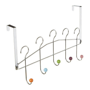 Orsina Jaxen 5 Hook Over Door Hanger | Chrome & Ceramic Balls