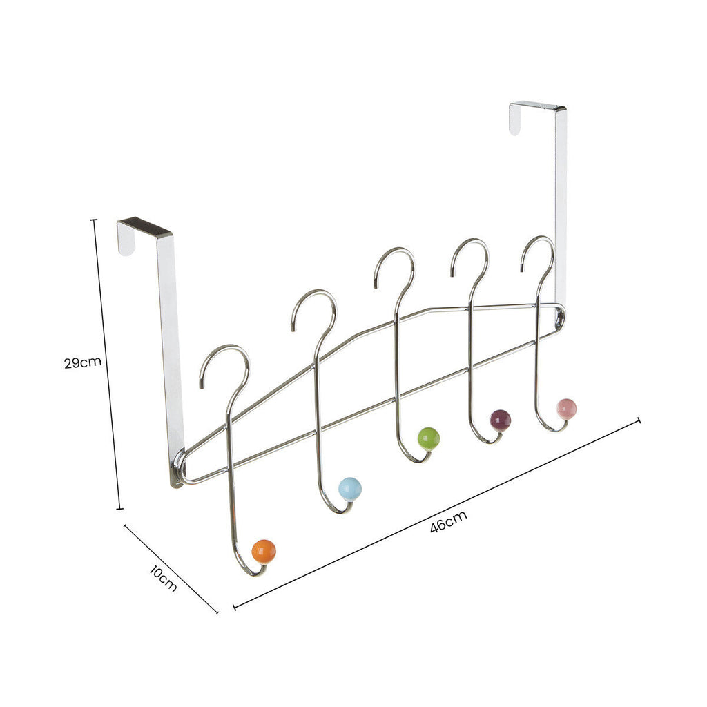 Orsina Jaxen 5 Hook Over Door Hanger | Chrome & Ceramic Balls