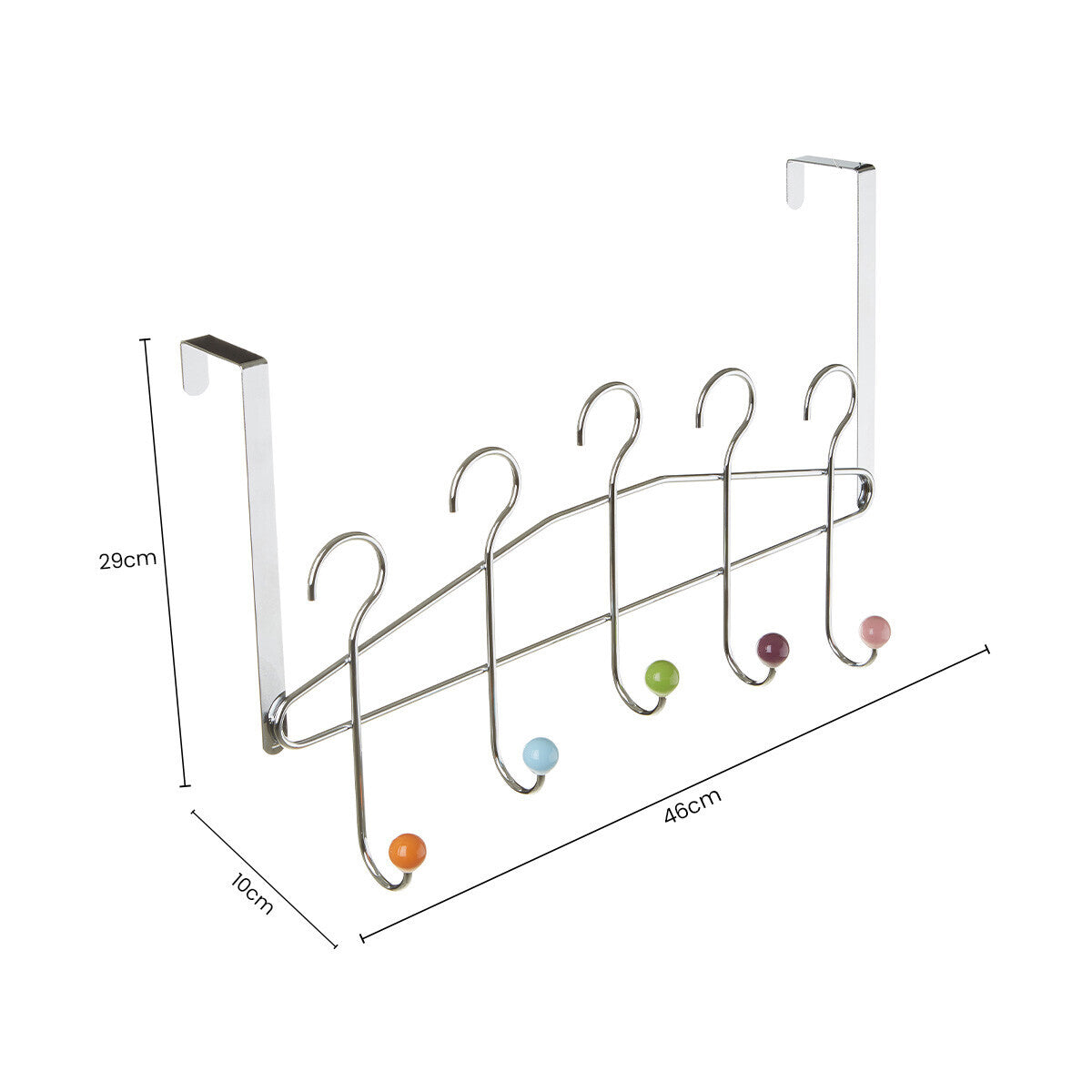 Orsina Jaxen 5 Hook Over Door Hanger | Chrome & Ceramic Balls