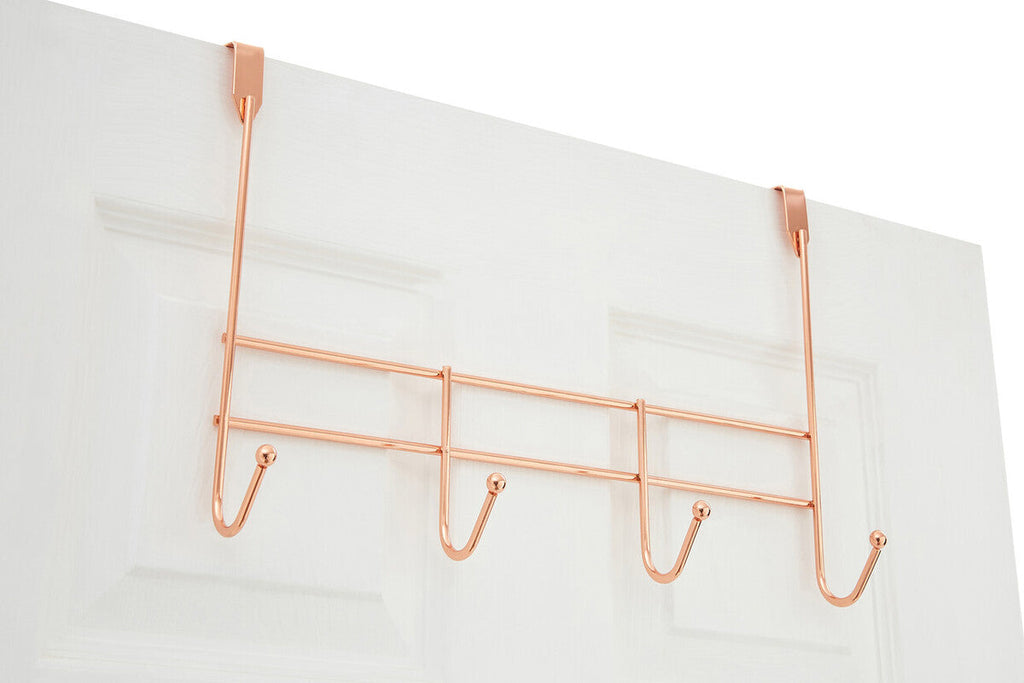Orsina Rose Gold Over Door Hanger – 4 Hook Iron Storage Organizer