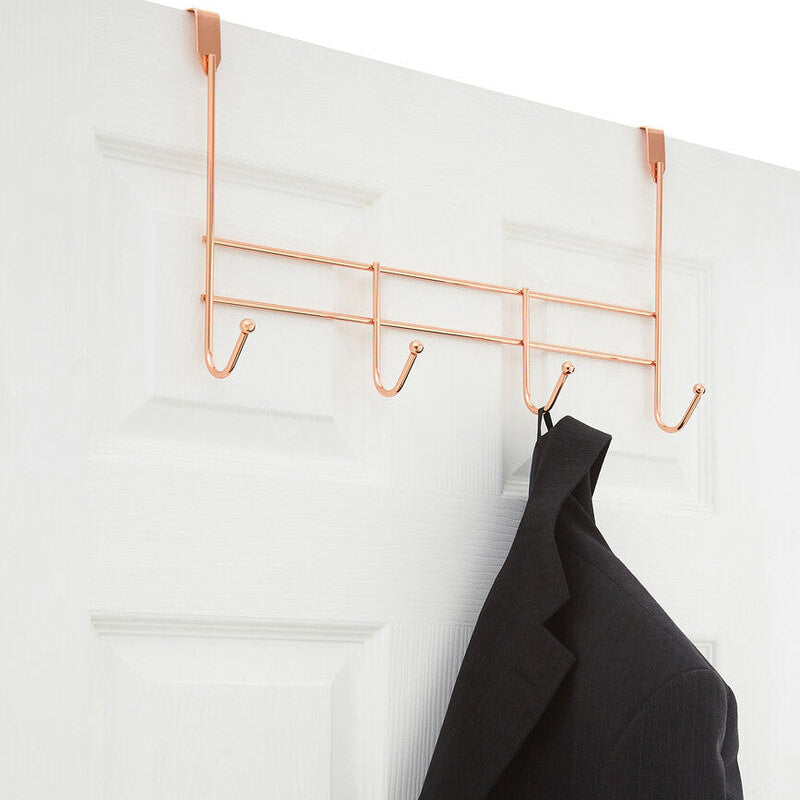 Orsina Rose Gold Over Door Hanger – 4 Hook Iron Storage Organizer