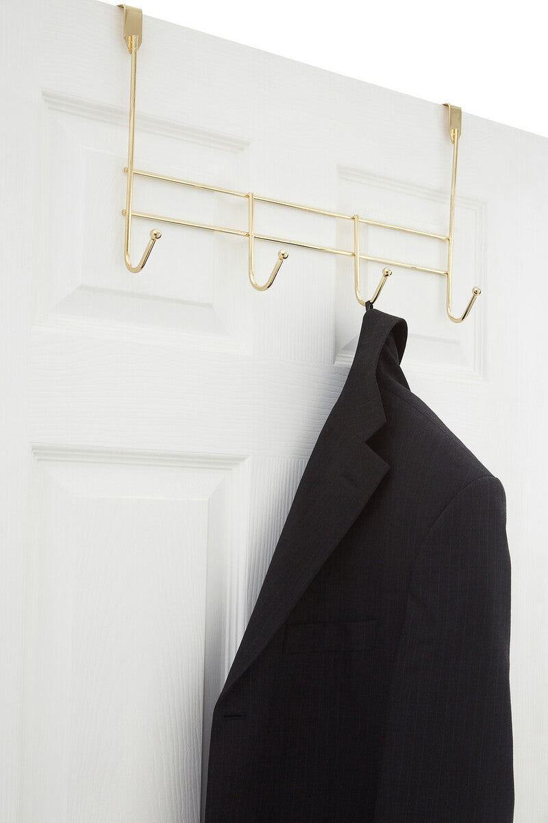 Orsina Over Door Hanger – 4 Hook Champagne Gold Iron Storage Rack