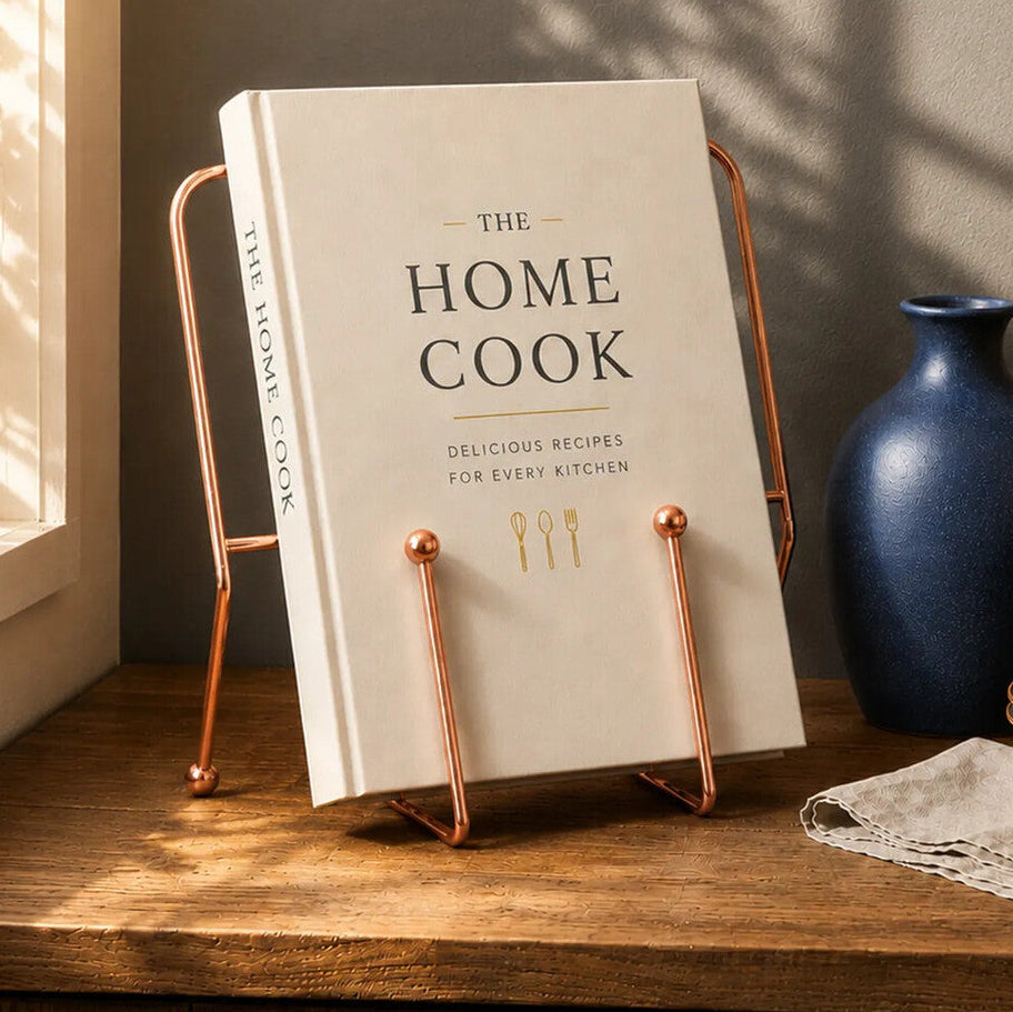 Orsina Reyna Copper Cookbook Stand – Iron Recipe and Tablet Holder