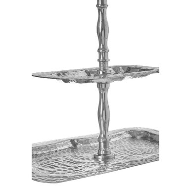 Orsina Bailey 2-Tier Cake Stand – Hammered Silver Aluminium Server