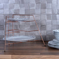 Orsina Rowan Copper Plated 3-Tier Corner Plate Rack Kitchen Organizer