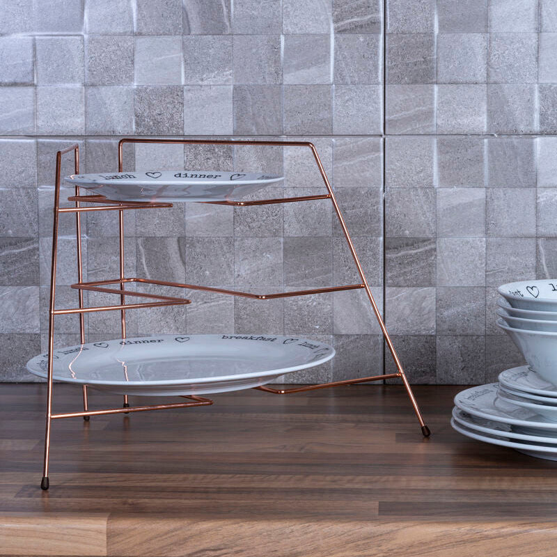 Orsina Rowan Copper Plated 3-Tier Corner Plate Rack Kitchen Organizer