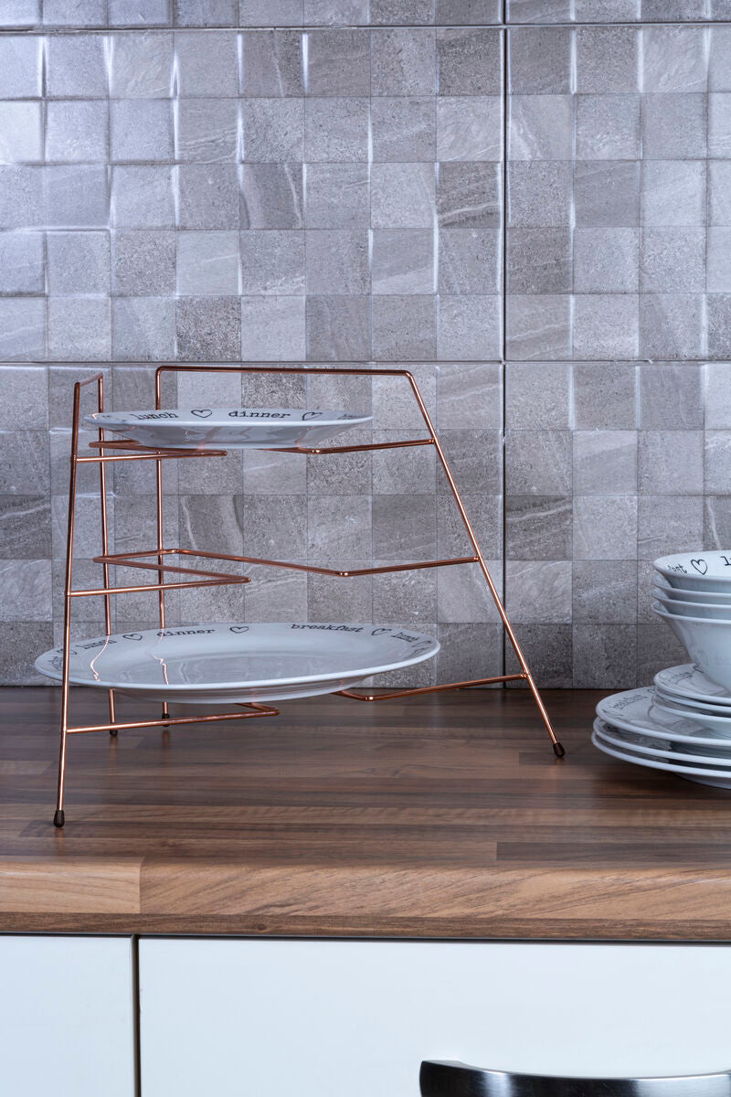 Orsina Rowan Copper Plated 3-Tier Corner Plate Rack Kitchen Organizer
