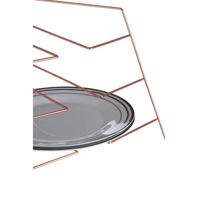 Orsina Rowan Copper Plated 3-Tier Corner Plate Rack Kitchen Organizer