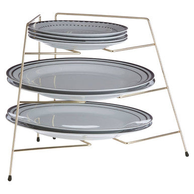Orsina Rowan Gold Plated Corner Plate Rack | 3-Tier Kitchen Organizer