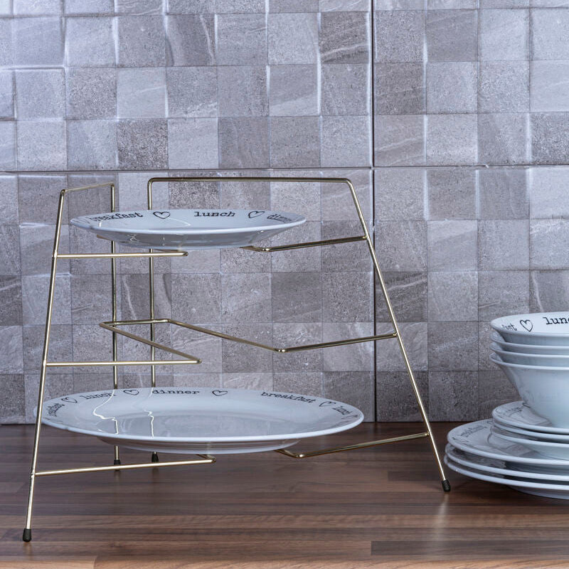 Orsina Rowan Gold Plated Corner Plate Rack | 3-Tier Kitchen Organizer
