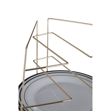 Orsina Rowan Gold Plated Corner Plate Rack | 3-Tier Kitchen Organizer