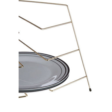 Orsina Rowan Gold Plated Corner Plate Rack | 3-Tier Kitchen Organizer