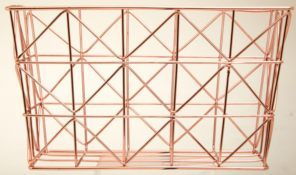 Orsina Vertex Copper Wire Basket – Zigzag Chevron Storage Organizer