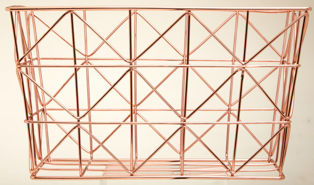 Orsina Vertex Copper Wire Basket – Zigzag Chevron Storage Organizer