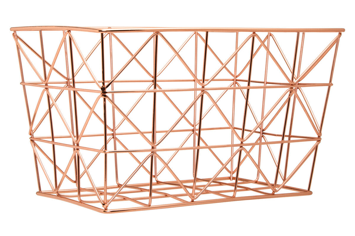 Orsina Vertex Copper Wire Basket – Zigzag Chevron Storage Organizer