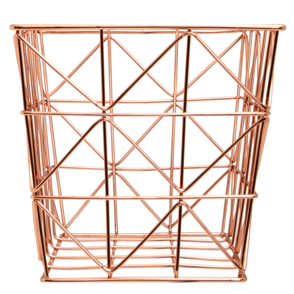 Orsina Vertex Copper Wire Basket – Zigzag Chevron Storage Organizer