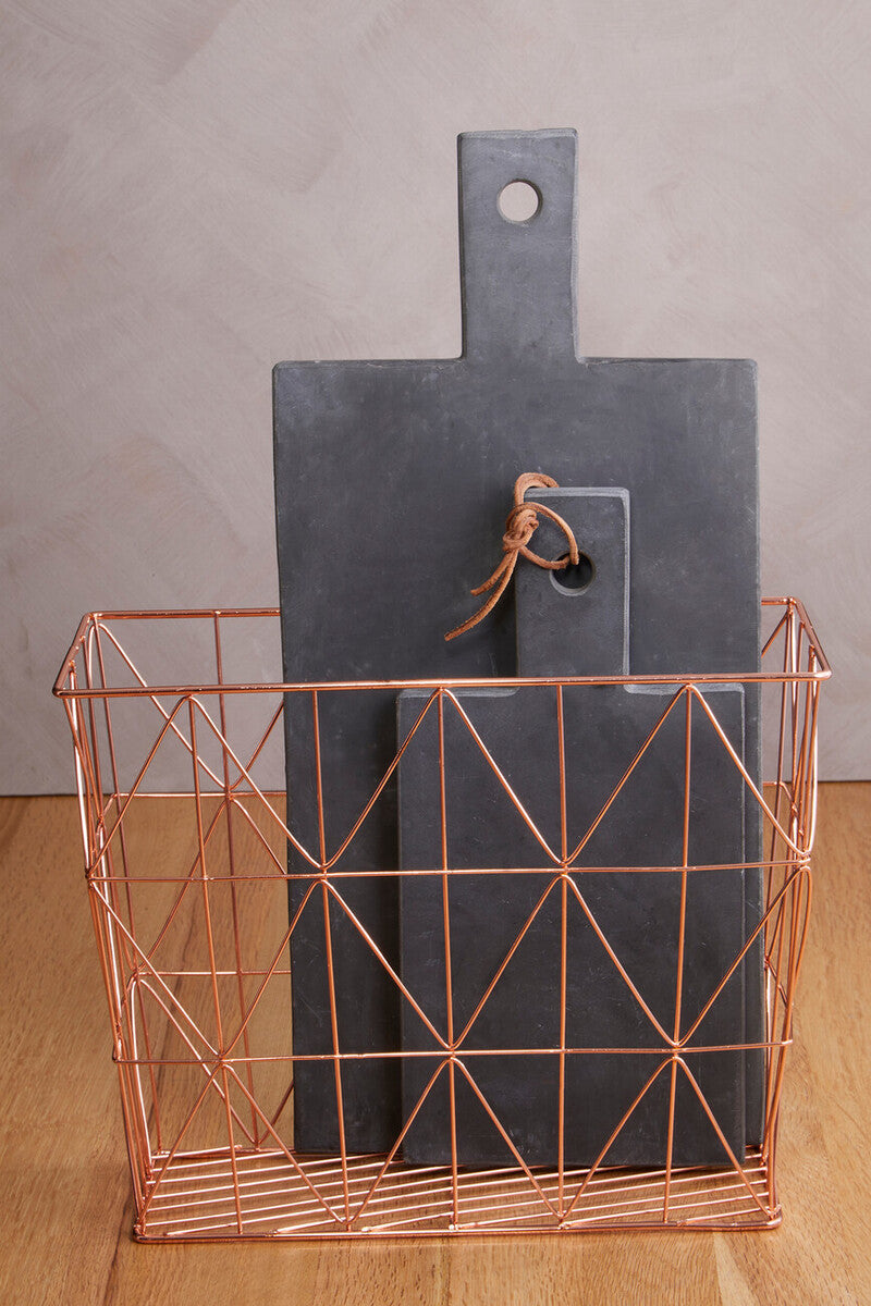 Orsina Vertex Copper Wire Basket – Zigzag Chevron Storage Organizer