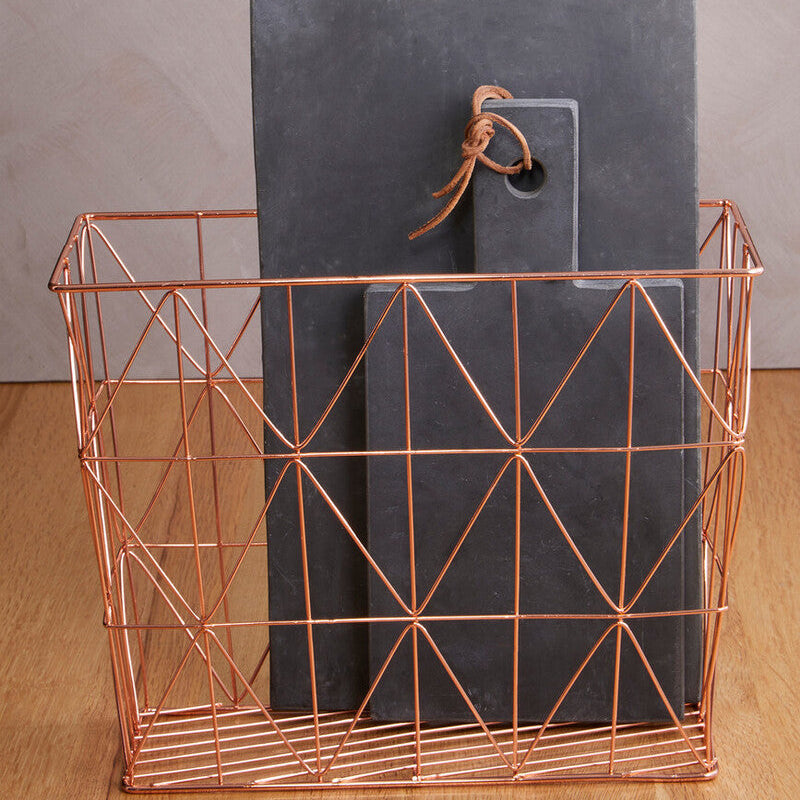 Orsina Vertex Copper Wire Basket – Zigzag Chevron Storage Organizer
