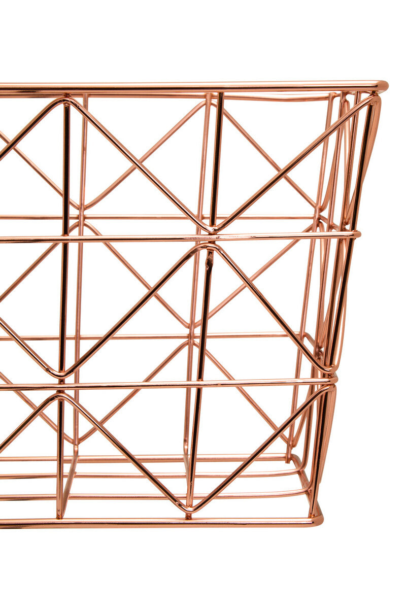 Orsina Vertex Copper Wire Basket – Zigzag Chevron Storage Organizer