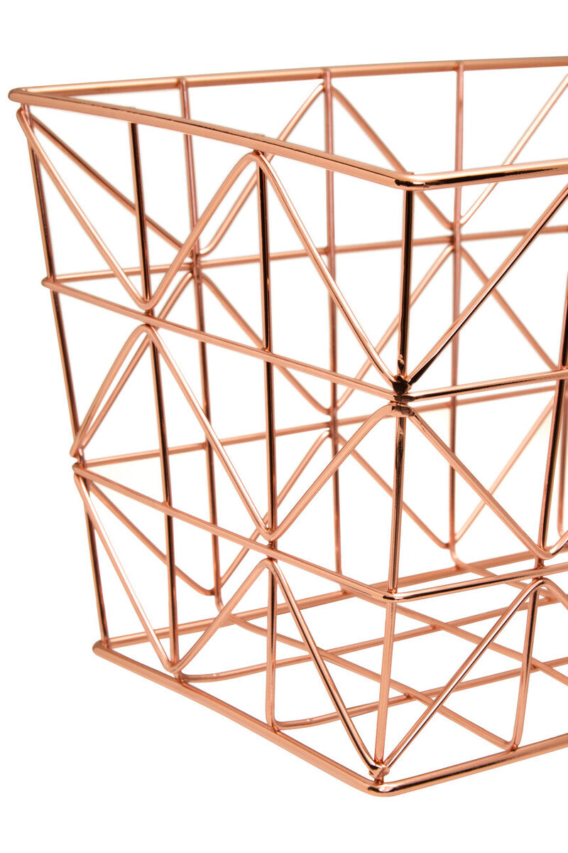 Orsina Vertex Copper Wire Basket – Zigzag Chevron Storage Organizer