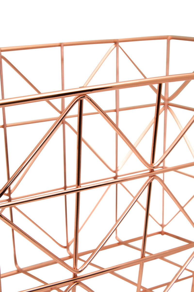 Orsina Vertex Copper Wire Basket – Zigzag Chevron Storage Organizer