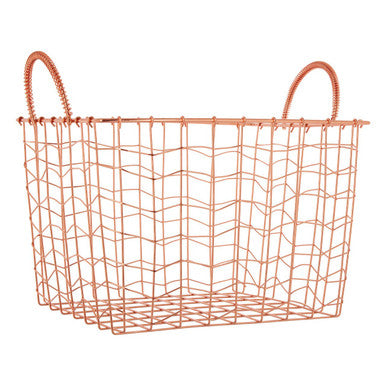 Orsina Vertex Wavy Grid Wire Basket – Rectangular Iron Storage Organizer